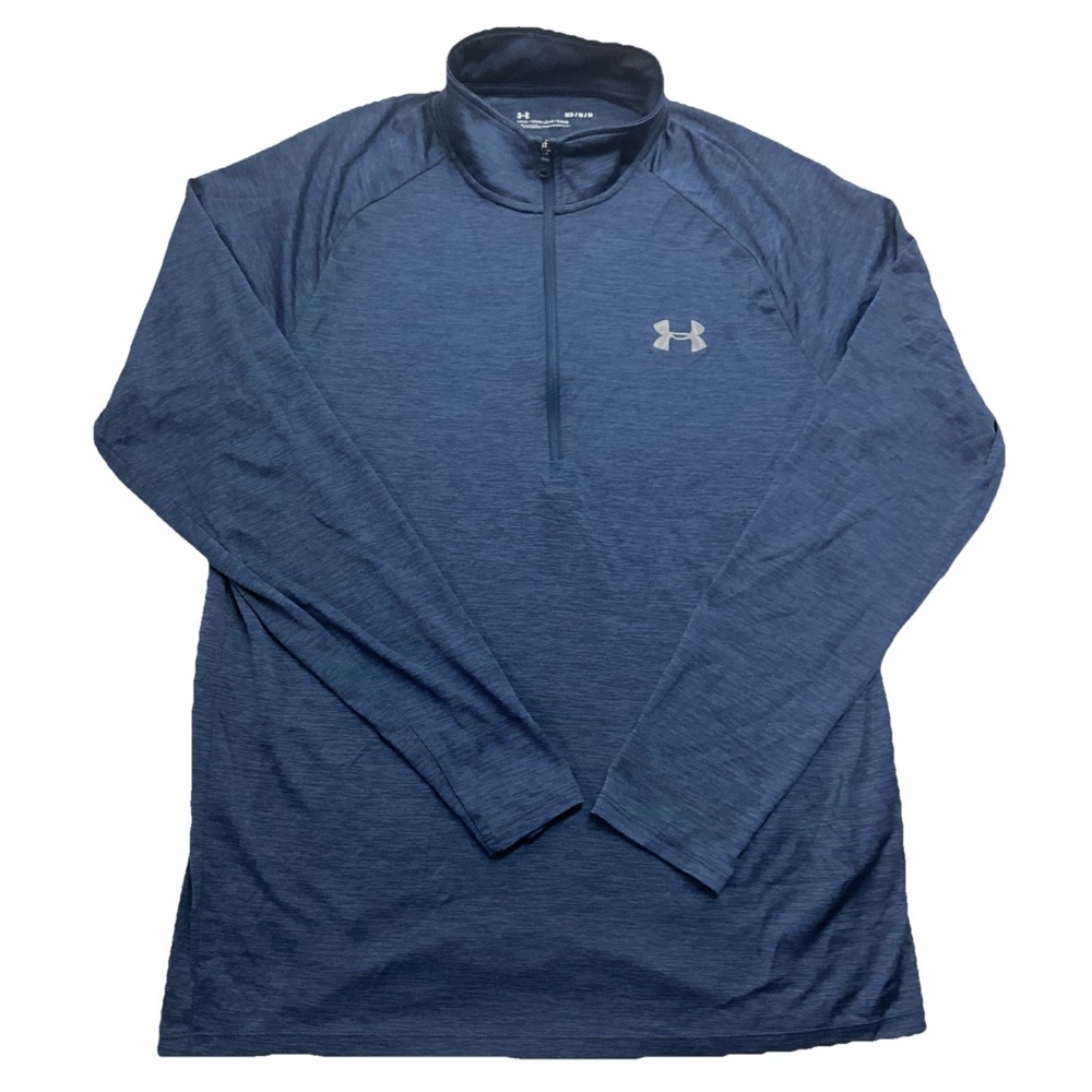 Under Armour Mens Navy Blue Long Sleeve Quarter Zip Outdoor Shirt Size MD